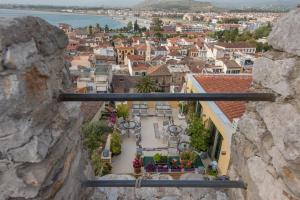a view of a city from a castle at Amfitriti Palazzo in Nafplio