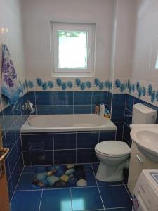a bathroom with a tub and a toilet and a sink at Villa Ena in Sarajevo