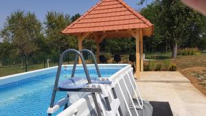 een zwembad met een prieel naast een zwembad bij Vila Cosovic in Citići