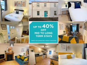 En eller flere senge i et værelse på 3 bed home in Cheltenham Town Centre with FREE PARKING for 1 car