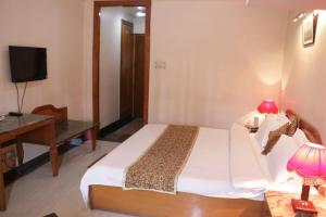 Hotel Abhinandan的电视和/或娱乐中心