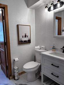un bagno con un water bianco e un lavandino di Bear Lake Private Suite -Sleeps 5 -Historic Paris a Paris