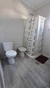 un bagno con wc, doccia e lavandino di Arequito centro a Arequito