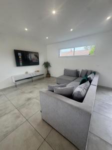 TV a/nebo společenská místnost v ubytování Superbe villa familiale avec piscine et spa