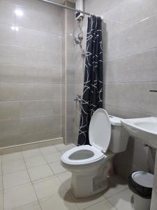 een badkamer met toilet, douche en wastafel bij The Nice rssort in General Trias