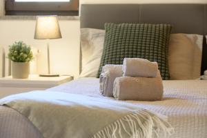 奥斯塔"The Mountain B&B" - SKI, MTB & BEAUTIFUL VIEW - PRIVATE PARKING的卧室里有一张床，床上放着两条毛巾。