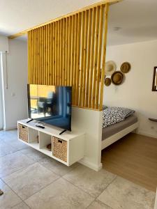 Televisyen dan/atau pusat hiburan di Casa del Mar - Ferienwohnung Norddeich