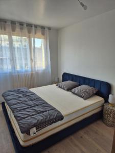 a large bed in a bedroom with a window at Le Bellevue in La Roche-sur-Yon