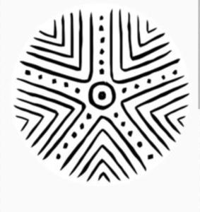 a black and white illustration of a snowflake at Pintadera in San Giovanni