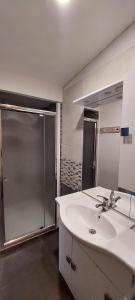 a bathroom with a sink and a shower at Natura e spa in Cairo Montenotte
