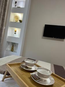 Televiisor ja/või meelelahutuskeskus majutusasutuses Apartman Trg Lux