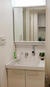 a bathroom with a sink and a mirror at Sky Home新宿 in Tokyo +23 photos