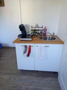 a kitchen with a sink and a counter top at Studio indépendant in Le Pontet