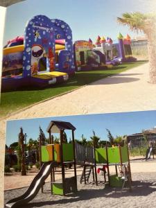 two pictures of a playground in a park at MOBIL HOME 200m de la mer in Hyères