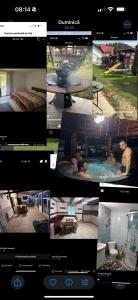 a collage of photos of people in a pool at Vila Eliza Voronet in Voronet