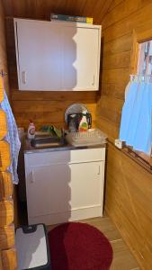 a small kitchen with a sink in a room at Gárdonyi nyaraló 1 in Gárdony +6 photos
