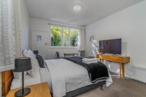 Televiisor ja/või meelelahutuskeskus majutusasutuses George Street Motel Apartments