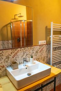 a bathroom with a white sink and a mirror at Podere Bellavista - Agriturismo Bella Valle in Vada +58 photos