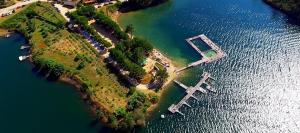 an aerial view of an island in the water at Casa do Frade in Abrantes