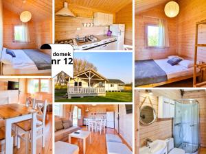 un collage de fotos de una cabaña en Morska Polana, en Mielno