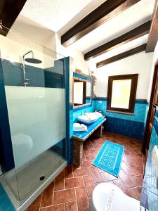 a bathroom with a shower and a sink at Villa Mameli b&b in Rena Majore