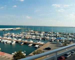 un port de plaisance rempli de nombreux bateaux dans l'eau dans l'établissement Hotel Roca Plana, à L'Ampolla