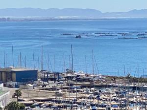 a group of boats docked in a marina on the water at Apartamento Aguadulce in Aguadulce