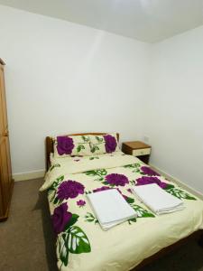 ロンドンにあるGreenwich Homestayのベッドルーム1室(ベッド1台、本2冊付)