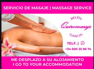 O Mesón Do Vento にあるHotel Canaima Bruma 1,5 k Caminoのマッサージに座っている女性が描かれたマッサージクリニックのチラシ