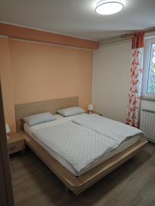 a bedroom with a large bed in a room at Apartments Miklus in Portorož