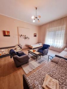 a living room with a couch and a table at BIG APARTMAN BELA CRKVA in Bela Crkva
