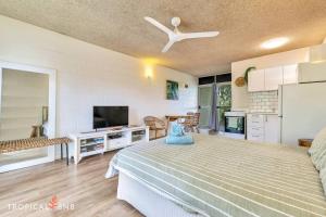 Beachfront Bliss Studio Apt On The Foreshore的电视和/或娱乐中心