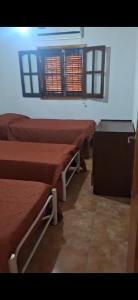 fila de camas en una habitación con ventanas en Casita en termas, en Termas de Río Hondo