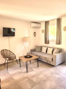 Televízia a/alebo spoločenská miestnosť v ubytovaní Résidence hôtelière les hameaux de saint cyprien appartement 35 M2 1 chambre