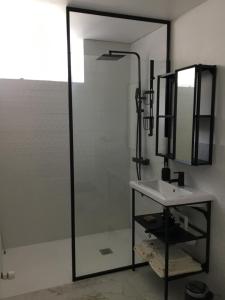a bathroom with a sink and a mirror at Chez Catherine in Vorey +19 photos