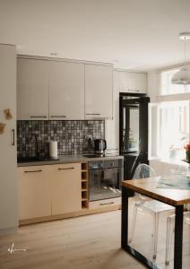 Kuchyň nebo kuchyňský kout v ubytování PW Apartamenty