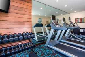 a gym with tread machines and a mirror at Fairfield Inn & Suites Peru in Peru