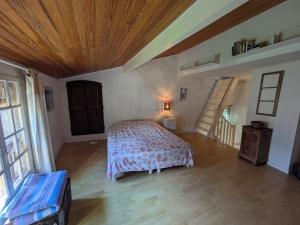a bedroom with a bed and a wooden ceiling at Maison Martina in Castellane +15 photos