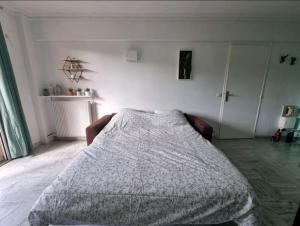 a bedroom with a bed with a blanket on it at Appartement entier cosy au calme in Le Cannet