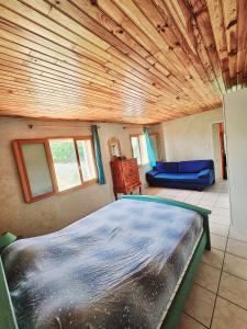 una camera da letto con un letto grande in una stanza di Le Bastidon de Dudule a Montagnac