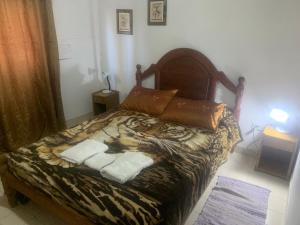 ArgentinaにあるApartLeonのベッドとタオル2枚のある寝室