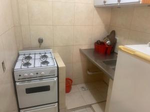 ArgentinaにあるApartLeonのキッチン(白いコンロ、シンク付)