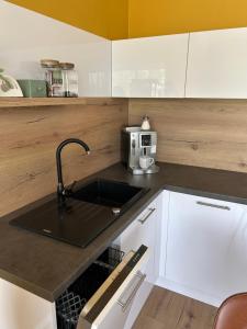A kitchen or kitchenette at Apartman Hanna
