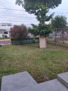 un árbol en un patio con una valla en Home Portal do Aconchego, en Foz do Iguaçu