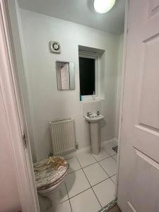 une salle de bain avec toilettes et lavabo dans l'établissement Lim's Cottage, à Armthorpe