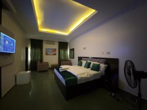 Postel nebo postele na pokoji v ubytování One Room Service Apartment in Kaduna