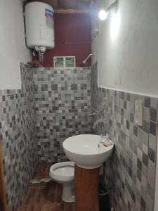 un baño con lavabo e inodoro en Cabaña Las Catas, en General Enrique Mosconi