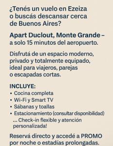 Gallery image of Apart Duclout Monte Grande a 15 minutos del Aeropuerto EZE in Monte Grande