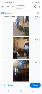 eine Collage aus Fotos eines Zimmers und einer Straße in der Unterkunft Maison de charme in Gardanne
