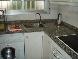 kuchnia ze zlewem i pralką w obiekcie Apartamentos Irta Playa w mieście Alcossebre